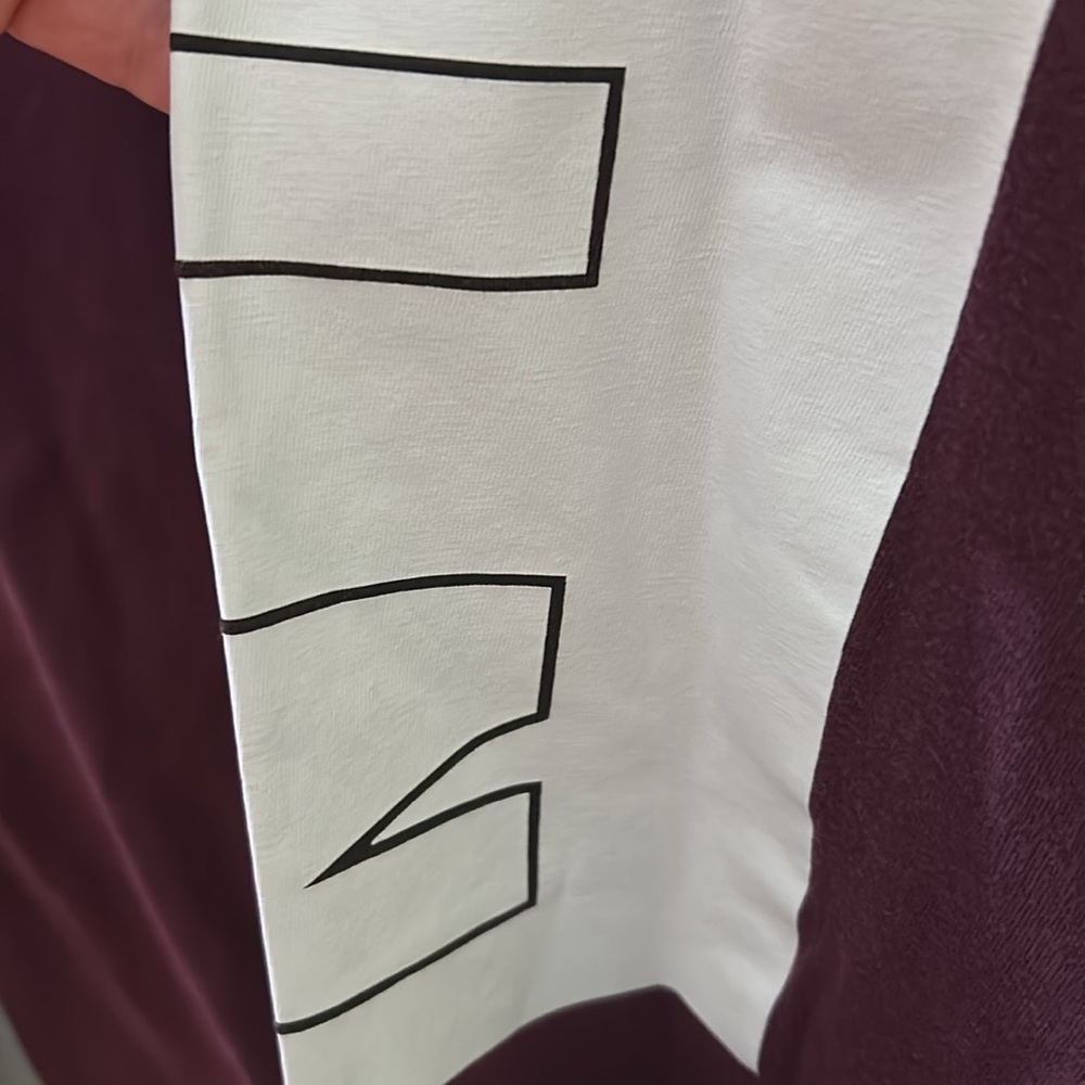 PINK Victoria's Secret Maroon Long-Sleeve Pocket Tee with White Sleeve Panels - Picture 9 of 9